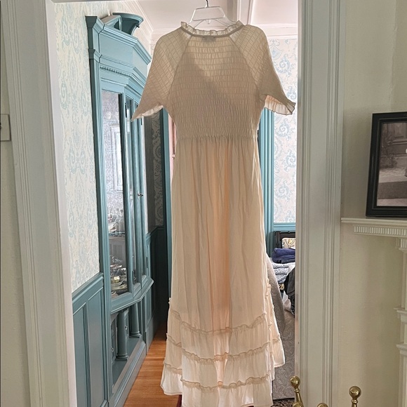 NWOT Polagram Cream Maxi Dress with Ruffle Hem - Picture 2 of 7